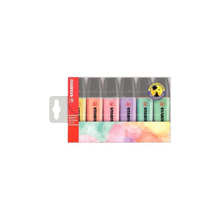 STABILO BOSS ORIGINAL Pastel - Pochette de 6 surligneurs - Coloris pastel