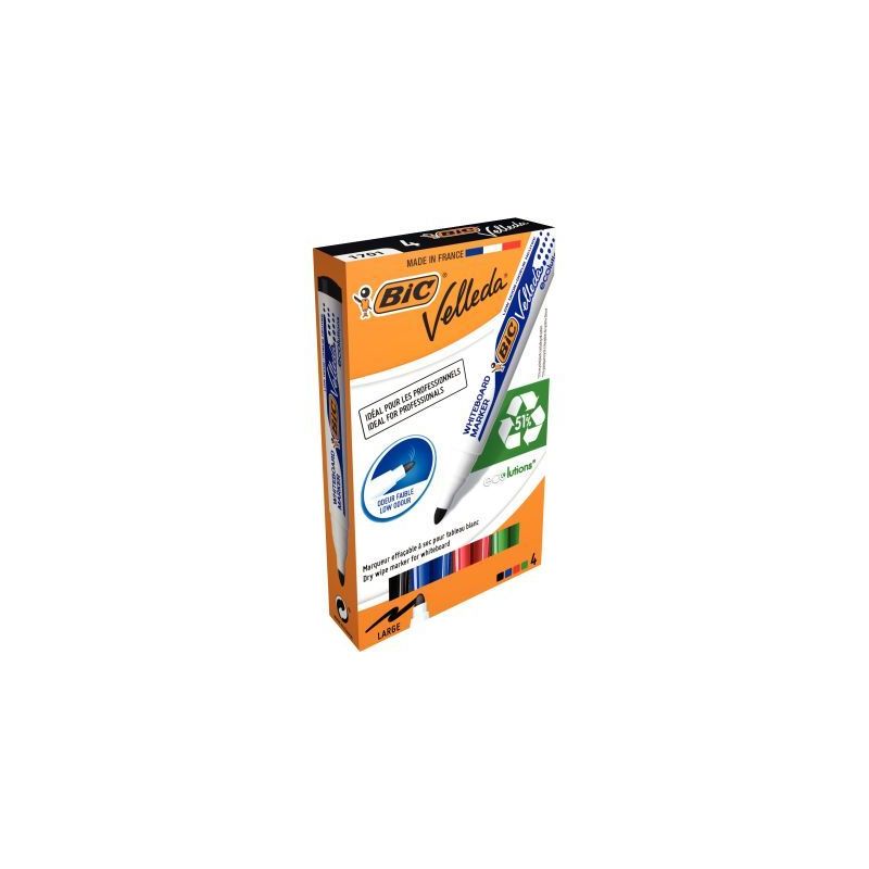 Achetez BIC Velleda Feutres pour Tableau Blanc Effaçables à  Sec à  Pointe Conique Moyenne - Co..