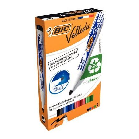 Achetez BIC Velleda Feutres pour Tableau Blanc Effaçables à  Sec à  Pointe Conique Moyenne - Co..