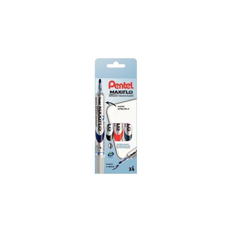 Achetez PENTEL Pochette 4 marqueurs effaçables sec, pointe ogive, encre liquide Noir,Bleu,Vert,Roug.. Achetez PENTEL Pochette 4 marqueurs effaçables sec, pointe ogive, encre liquide Noir,Bleu,Vert,Roug..