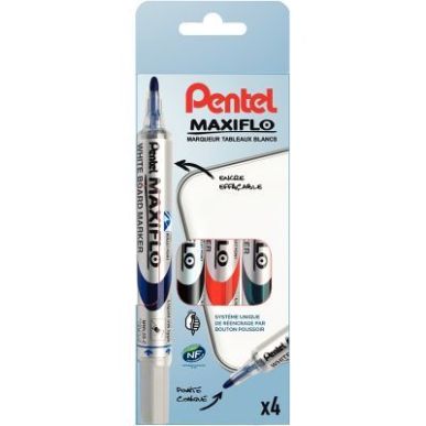 Achetez PENTEL Pochette 4 marqueurs effaçables sec, pointe ogive, encre liquide Noir,Bleu,Vert,Roug..