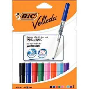 Achetez BIC Velleda 1741 Feutres pour Tableau Blanc Effaçables à  Sec, Pte Conique Moy - Assortis..