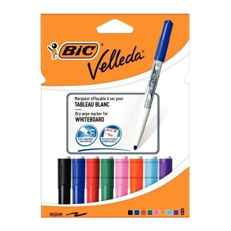 Achetez BIC Velleda 1741 Feutres pour Tableau Blanc Effaçables à  Sec, Pte Conique Moy - Assortis..