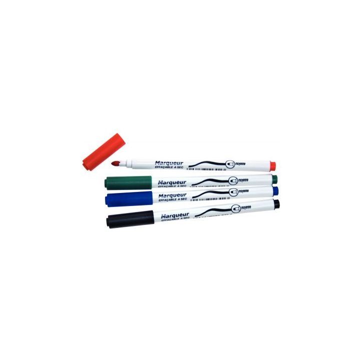 Pochette de 4 feutres fins effaçables ardoises et tableaux blancs