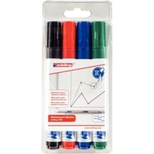 EDDING Pochette de 4 marqueurs effaçables à sec pointe ogive assortis E-660 4304000 EDDING Pochette de 4 marqueurs effaçables à sec pointe ogive assortis E-660 4304000