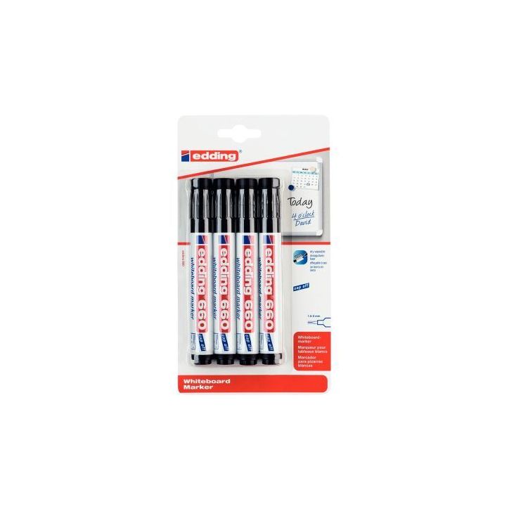 Blister de 4 marqueurs tableaux blancs 660 noirs 660-4-1001 EDDING