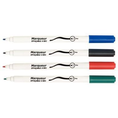 Achetez Sachet de 4 marqueurs fins effacables a sec couleurs assortis 21523 pas cher sur Ma Rentrée..