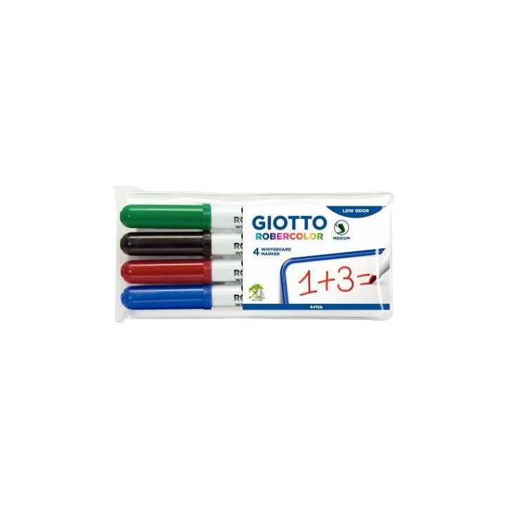 Etui 4 feutres tableau blanc pointe moyenne ogive assortis F413300 GIOTTO