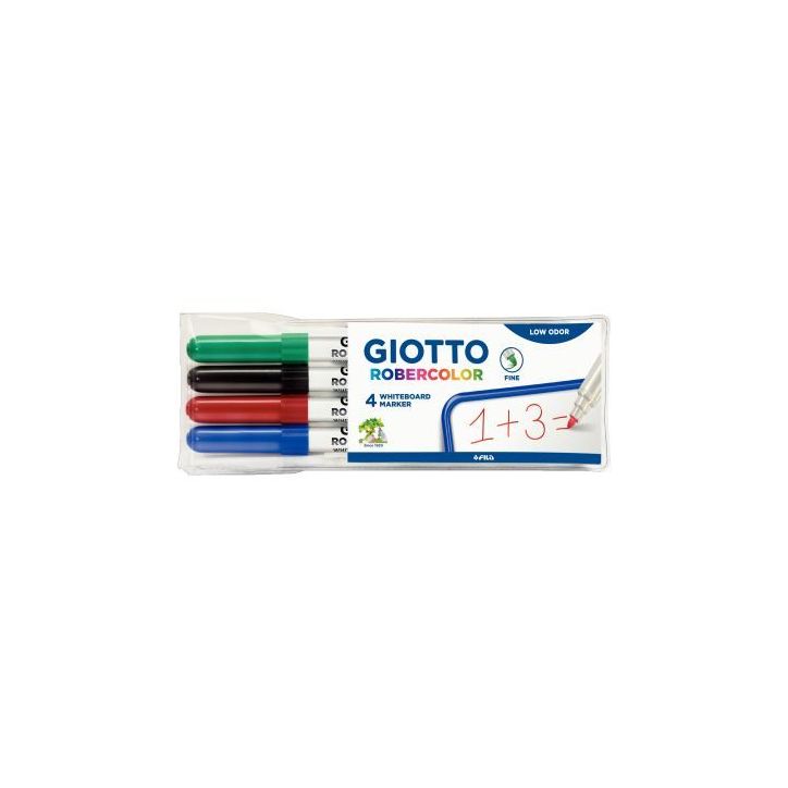 Etui de 4 feutres tableau blanc pointe fine ogive assortis F413100 GIOTTO