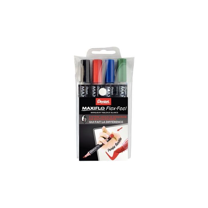 Pochette de 4 marqueurs Maxiflo Flex Feel MWL5SBF/4 PENTEL