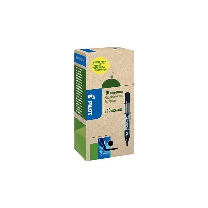 Pack de 10 marqueurs V-Board Master + 10 recharges noires 3131910556275 PILOT