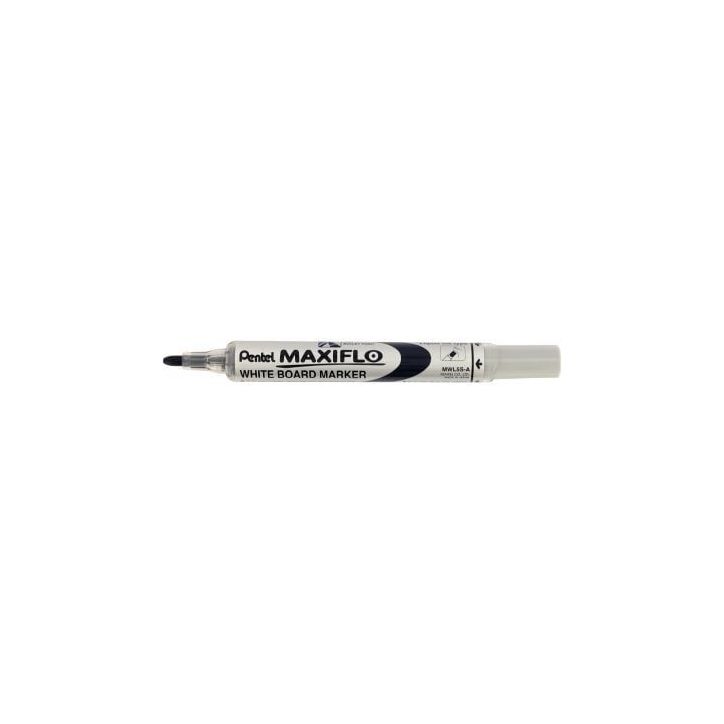 PENTEL Marqueur effaçable sec tableaux Blanc pointe ogive moyenne encre liquide base alcool Noire MAXIFLO