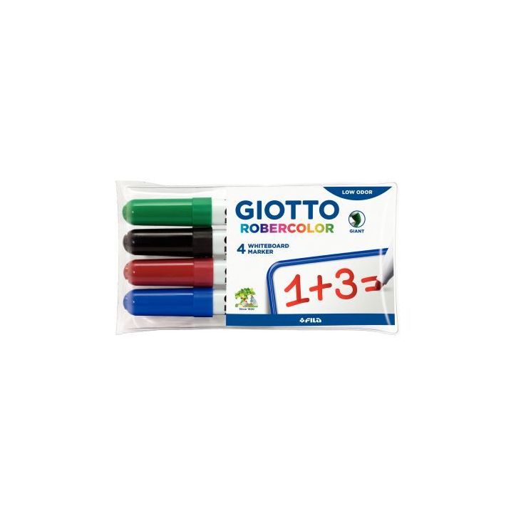 Etui 4 marqueurs tableau blanc pointe ogive 7mm assortis F413700 GIOTTO