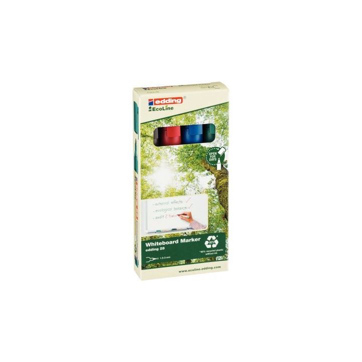 Pochette de 4 marqueurs tableau blanc ogive Ecoline 28 assorti 4-28-4 EDDING