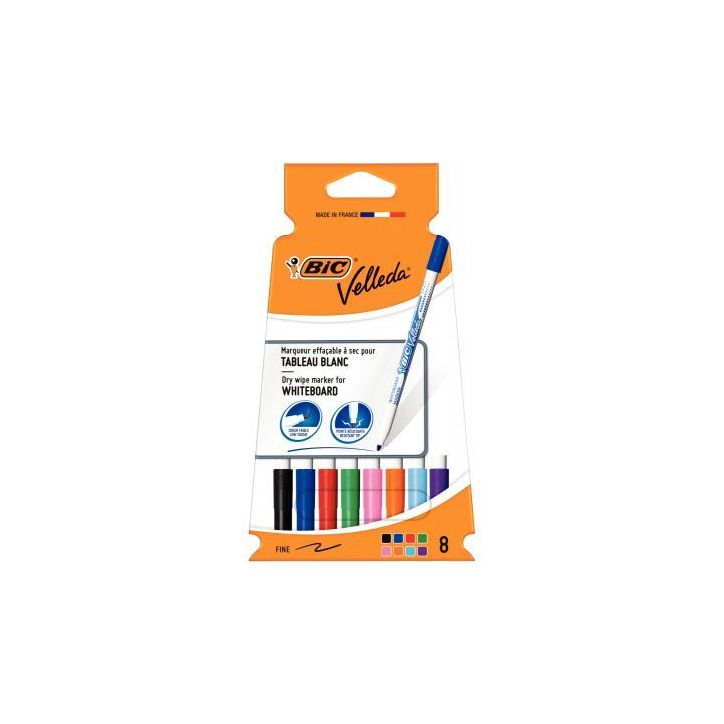 Pochette de 8 feutres effaçables à  sec pointe fine 1 mm 503767 BIC