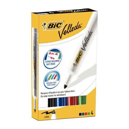 Achetez BIC Velleda Feutres pour Tableau Blanc Effaçables à  Sec à  Pointe Conique Moyenne - Co..