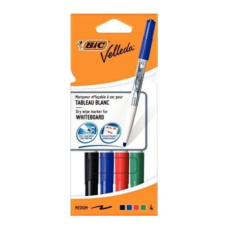 Achetez BIC Velleda 1741 Feutres pour Tableau Blanc Effaçables à  Sec, Pte Conique Moy - Assortis..