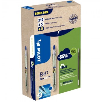 Greenpack de 10 stylos bleus + 10 recharges Ecoball bleues 3131910586579 PILOT