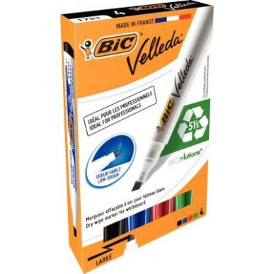 Achetez Etui de 4 marqueurs tableau Velleda 1751 biseau assortis 904950 BIC pas cher sur Ma Rentrée..