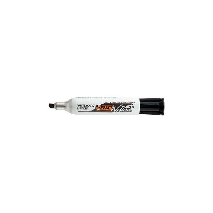BIC Velleda 1781 Feutres pour Tableau Blanc Effaçables à  Sec Pointe Biseautée Large - Noir