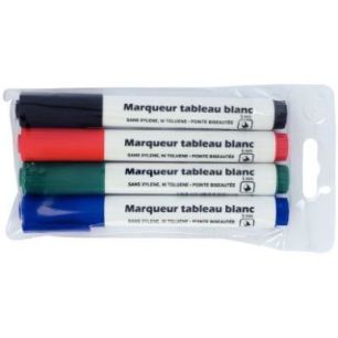 Achetez Blister de 4 marqueurs tableau blanc pointe biseautée 5mm assortis 28205 pas cher sur Ma Re..