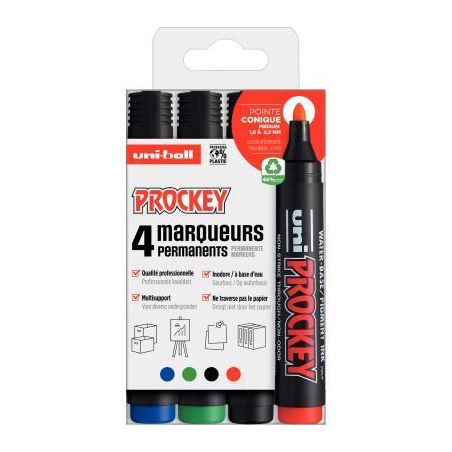 Achetez UNI-BALL 4 marqueurs permanents pointe ogive encre pigmentée à  base d'eau 4 couleurs UNI..