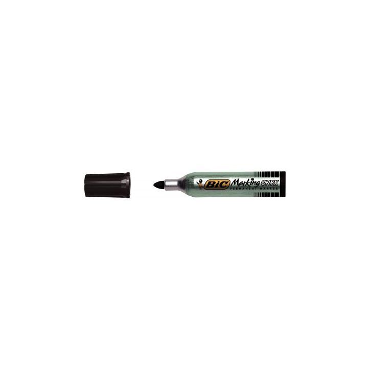 Marqueur permanent pointe ogive base solvant indélébile corps métal standard noir 8418203 ONYX BIC