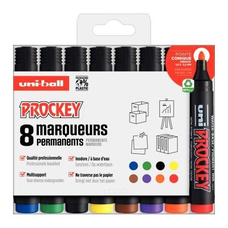 Achetez UNI-BALL Pochette de 8 marqueurs permanents pointe ogive encre pigmentée à  base d eau UN..