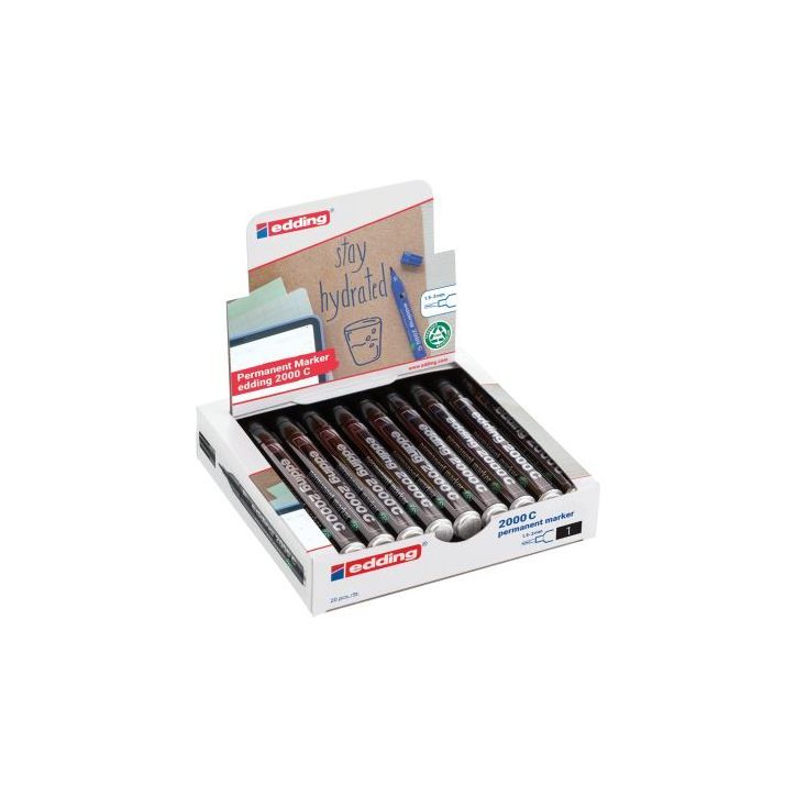 Boite de 20 marqueurs permanents E-2000C noirs 4-2000C20 EDDING