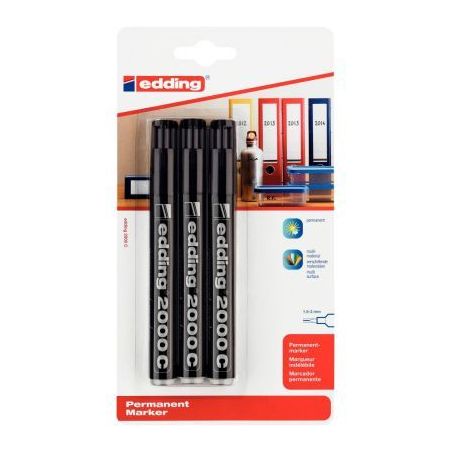 Achetez Blister de 3 marqueurs permanents 2000C noirs 4-2000C-3-10 EDDING pas cher sur Ma Rentrée S..