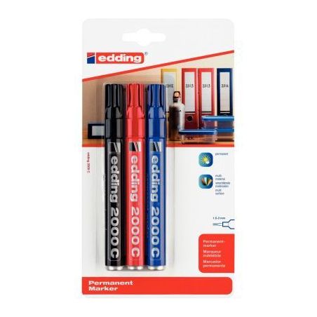 Achetez Blister de 3 marqueurs permanents 2000C assortis 6539999 EDDING pas cher sur Ma Rentrée Sco..