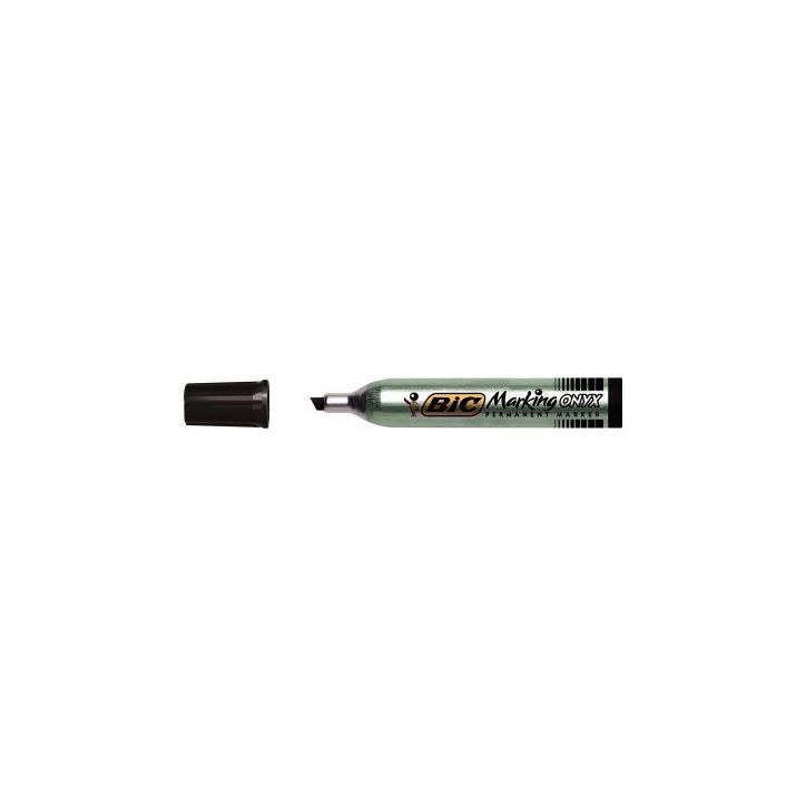 Marqueur permanent pointe biseautée base solvant indélébile corps métal géant noir 8418303 ONYX BIC