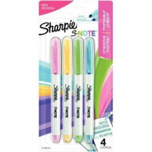 Achetez SHARPIE Pochette de 4 marqueurs permanent Sharpie Snote. Pointe biseautée. Coloris pastel a..