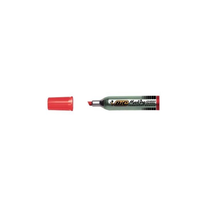 Marqueur permanent pointe biseautée base solvant indélébile rouge 8418113 ONYX BIC