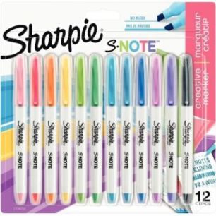 Achetez SHARPIE Pochette de 12 marqueurs permanents SHARPIE S-Note pointe biseautée. Coloris assort..