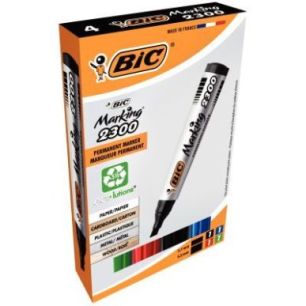 Achetez BIC Marking 2300 ECOlutions Marqueurs Permanents à  Pointe Moyenne Biseautée - Couleurs A..