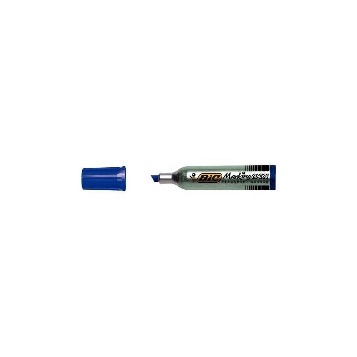 Marqueur permanent pointe biseautée base solvant indélébile Bleu 8418123 ONYX BIC