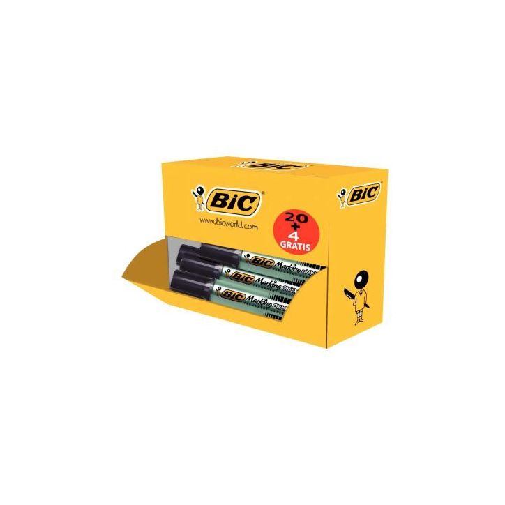 Pack de 24 marqueurs 1481 pointe biseautée dont 4 gratuits noir 942918 ONYX BIC