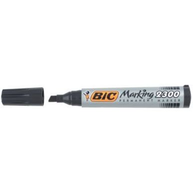 Achetez Boîte de 12 marqueurs permanents 2300 pointe biseautée 5,5mm noirs 8209263 BIC pas cher su..