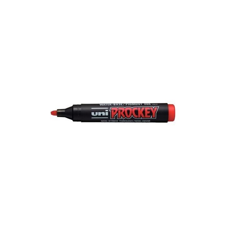 UNI-BALL Marqueur permanent pte biseautée corps plastique encre pigmentée à  base d'eau Rouge UNI PROCKEY