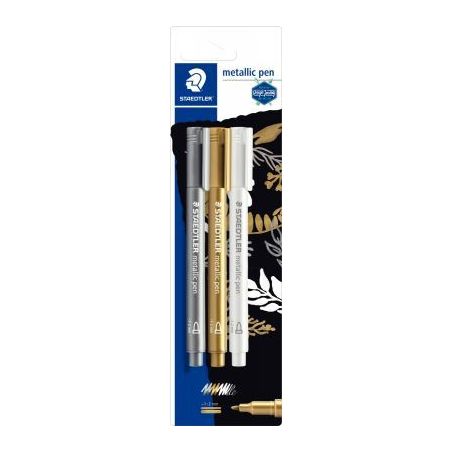 Achetez Blister de 3 marqueurs métallique blanc, or et argent 8323-S BK3 STAEDTLER pas cher sur Ma ..