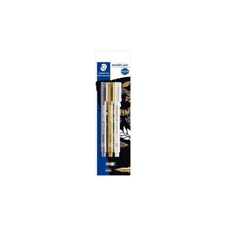 Blister de 3 marqueurs métallique blanc, or et argent 8323-S BK3 STAEDTLER