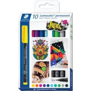 Achetez Pochette de 10 feutres Lumocolor permanent 0,6mm assortis 318C10 LUMOCOLOR STAEDTLER pas ch..