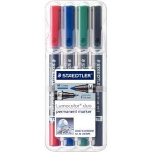 Achetez STAEDTLER Etui rigide de 4 marqueurs LUMOCOLORpermanent duo double pointe -coloris assortis ..