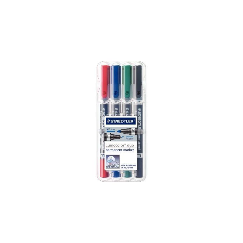 Achetez STAEDTLER Etui rigide de 4 marqueurs LUMOCOLORpermanent duo double pointe -coloris assortis .. Achetez STAEDTLER Etui rigide de 4 marqueurs LUMOCOLORpermanent duo double pointe -coloris assortis ..