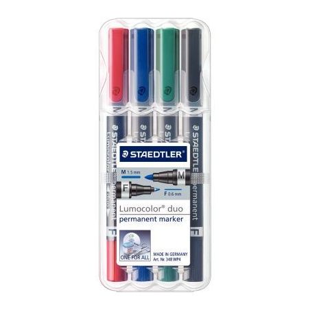 Achetez STAEDTLER Etui rigide de 4 marqueurs LUMOCOLORpermanent duo double pointe -coloris assortis ..