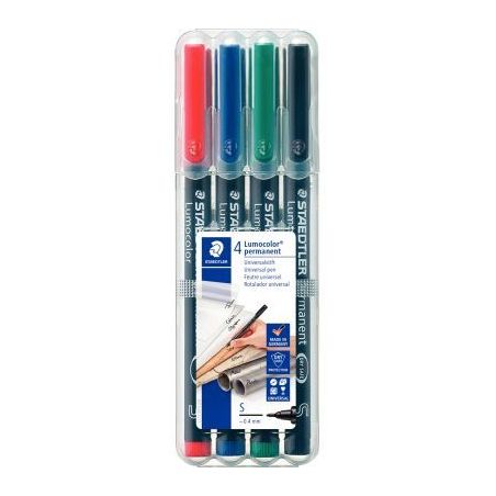 Achetez STAEDTLER Pochette de 4 feutres multi-usages LUMOCOLOR Encre permanente assortis. Pointe sup..