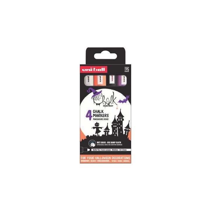 Pochette de 4 marqueurs Chalk Marker Halloween PWE5M/4PFASSF61 UNIBALL