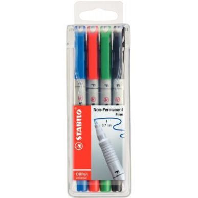Achetez Pochette de 4 feutres de rétroprojection à  encre effaçable pointe fine 0,7mm 852/4 STAB..