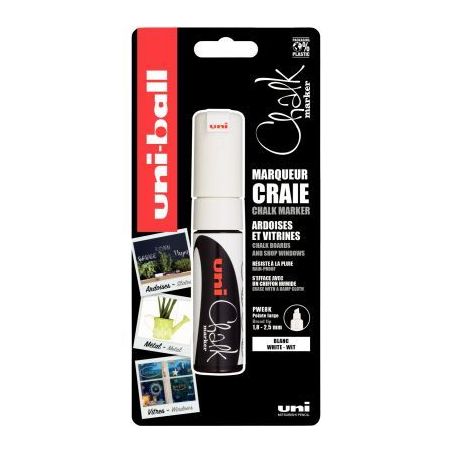 Achetez Blister de 1 marqueur craie Chalk pointe biseautée blanc PWE8KX1 PF BL POSCA UNIBALL pas ch..